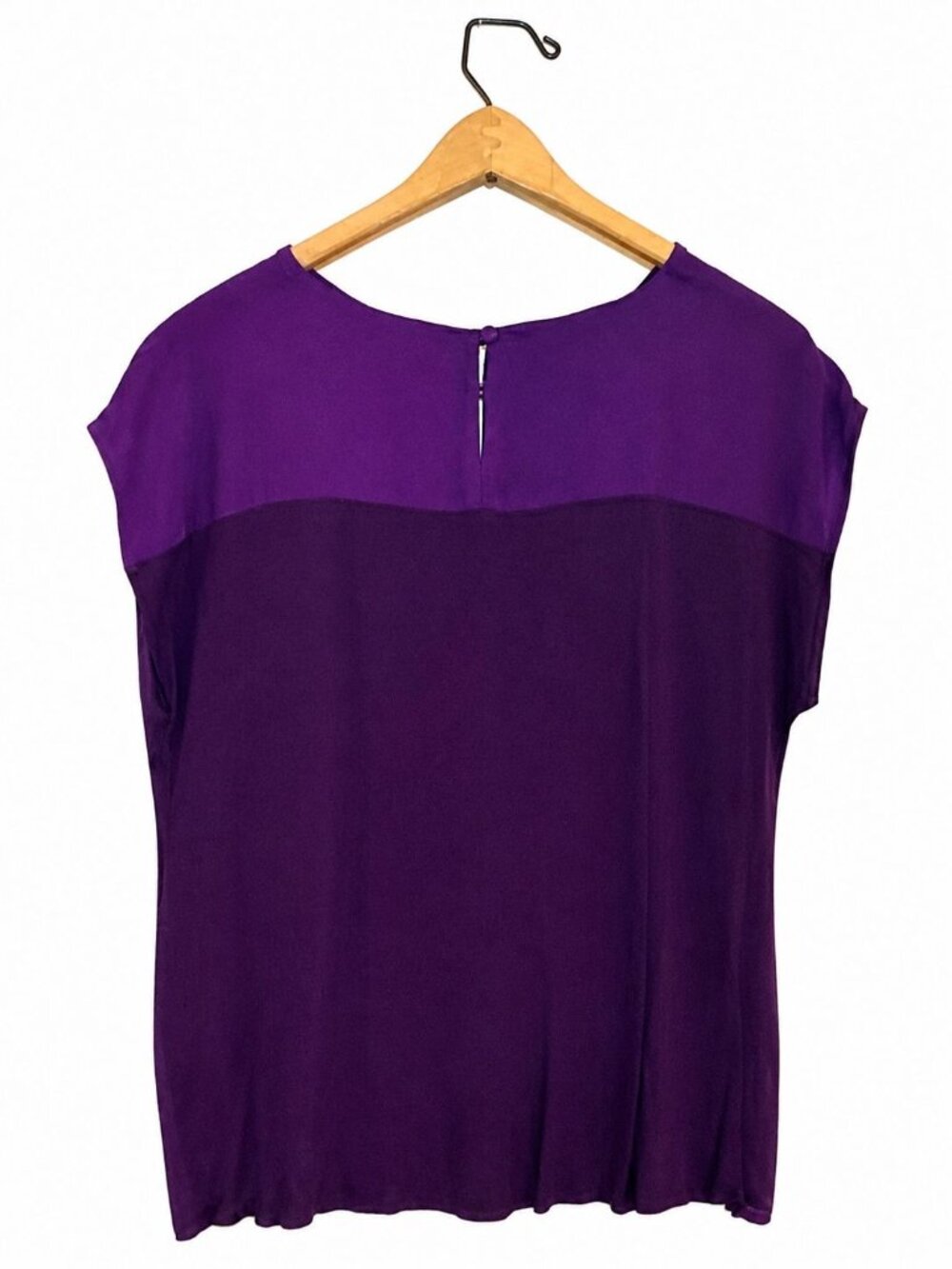 INC International Concepts Women's Purple Wrap Front Blouse L Cap Sleeve Dressy - Picture 3 of 3